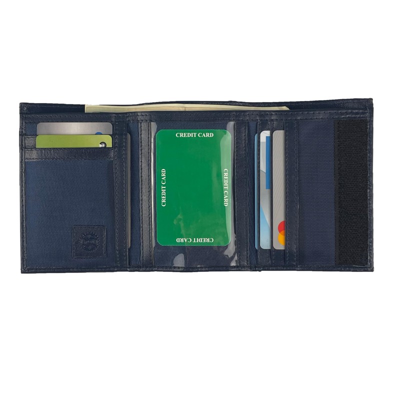 Sprocket Men's Nylon Trifold Wallet with Leather Trim and ID