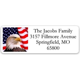Return Address Labels America Eagle & Flag - Custom Mailing Return Address Labels/Stickers for Envelopes, Easy Peel and Stick, Permanent Rectangle Labels (White) Made in The USA (Set of 60)