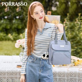 PORRASSO Women Backpack Fashion Shoulder Bag Multifunctional Daypack Handbag Nylon Crossbody Bag for Work Travel Daily Use Blue