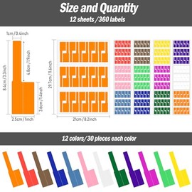 Hianjoo 360 Piezas Etiquetas de Cable, 12 Colores Autoadhesivo Pegatinas del Cable, Escribible Etiquetas de Identificación de Cables para Gestión e Id