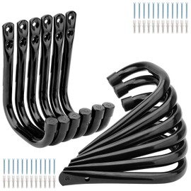 pipabiba 12 Pcs Garage Hooks, Heavy Duty J Hooks Max Load 20KG, Wall Mount Steel Utility Hanger Hanging Storage Organiser Hangers for Garden Hose, Power Tool (14cm x 10.6cm)
