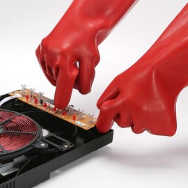 Class 00 High Voltage Insulating Gloves, Electrical Insulated Gloves, Rubber 12KV, Suitable for Line Workers, Electricians, On Site Workers Electrician Repair Tools Protective Rubb