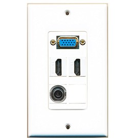 RiteAV - 1 x SVGA 2 x HDMI and 1 x 3.5mm Audio Port Wall Plate White