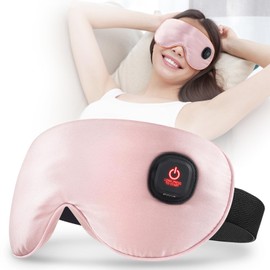 Ezona Silk Cordless Heated Eye Mask, Warm Eye Compress Mask for Dry Eyes, Washable Eye Heating Pad for Travel, Dry Eyes, Blepharitis, Sinus Migraine (Pink)