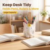 dgudgu White Elephant Pen Holder Ceramic Desk Organizer Cup Pencil