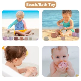 ZHUOYOU Stacking Cups Baby Toy Set,Bath Toy for 1 2 3 Years Old Toddler,8 Colors Nesting Cups Sorting Stackers Toy for Kids,Infant Early Educational Montessori Gift for 6-12 Months Boys Girls