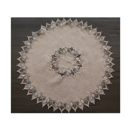 Lace Doily 33 Inch Neutral Earth Tones Table Topper Scarf Placemat Round Doily