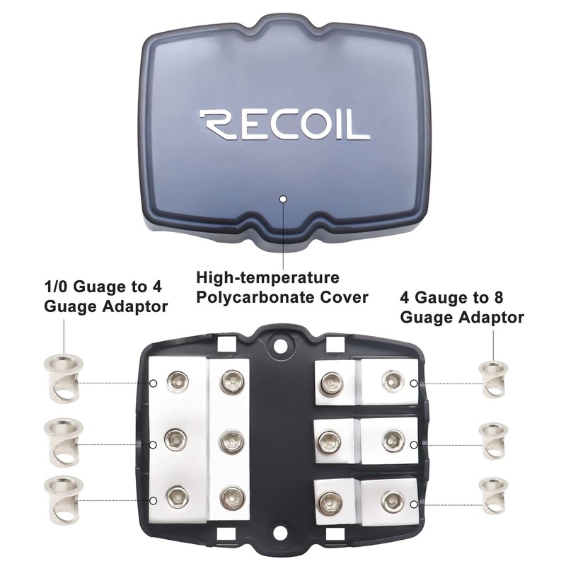 RECOIL MFH13 3-Way Mini-ANL Fused Distribution Block, 3 X 0/2/4