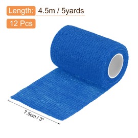 uxcell 12 Rolls Adhesive Elastic Tape Elastic Bandage,3" x 5 Yards Sports Elastic Wrap Flexible Stretch Athletic Wrist Tape for Tennis Racquet Grip Sports Knee Ankle,Blue