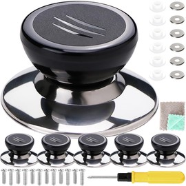 EATBALE Pot Lid Knobs, Universal Kitchen Cookware Lid Handles Replacement, Heat Resistant, Black, 6 Pack