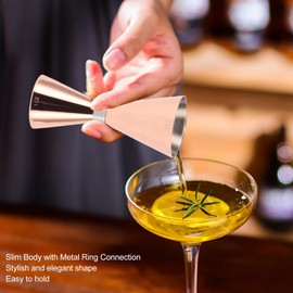 Cóctel Jigger Copa Medidora de Barra de Acero Inoxidable 304 de Doble Extremo con Escala para Fiesta en Casa Mano de Obra Fina (Oro rosa)