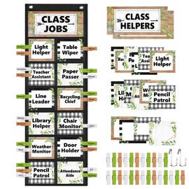 Pasimy Plant Class Jobs Pocket Chart Class Helpers Pocket Chart Classroom Jobs Cards with Clips and Hooks Teacher's Helper Bulletin Board Set for Back to School Classroom Teacher Supplies