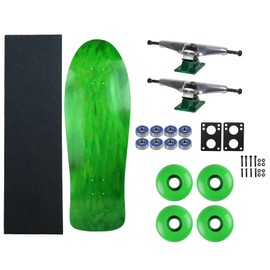 Moose Old School 80's Skateboard Complete 30" Green with Hollow 7.0 Silver/Green Trucks, 58mm Blue Wheels