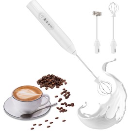 AGTOWM Espumador de Leche Electrico, Mini Mezclador de revolvedor de cafe, espumador de leche electrico, Batidor Electrico de Mano Con Tres Tipos de Ajuste de Velocidad Para Café, Leche, Hogar(Blanca)