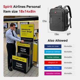 CROSSGEAR Travel Backpack for Spirit Airlines 18x14x8 Inch,TSA Approved Underseat Personal Item Backpack for 15.6" Laptop,1.8lb Lightweight Eco-Friendly Bag with Anti-Theft Lock & RFID Pocket(Grey)