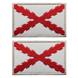2 PCS AliPlus Spain Burgundy Cross Flag Patches Embroidered Patches Tactical Morale Patch Hook and Loop(White Red)