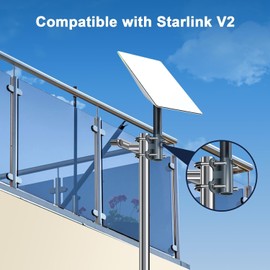 For Starlink Mount Kit, Applicable Tube Diameter 30-50 mm, U-Bolt Starlink Bracket for V2, Used for Caravan, Roof Mounting, Yacht, Balcony, Horizontal Bars and Vertical Bars