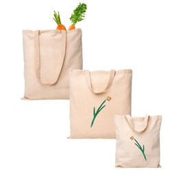 Cotton Bag, Pack of 5, 10, 25 Jute Bags, Fabric Bags, Cotton Pharmacist Bags for Painting, Short or Long Handle, Shopping Bags, Long handles and 1 x Hlkauf-block