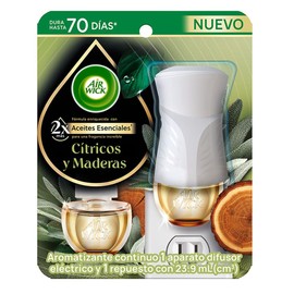 Air Wick Aromatizante de Ambiente Eléctrico, Cítricos y Maderas, difusor y 1 repuesto de 23.9 ml