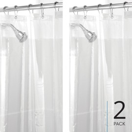 iDesign Waterproof Shower Curtain 12 Metal Grommets-72 x 72"-Set of 2-Clear EVA Liner M2