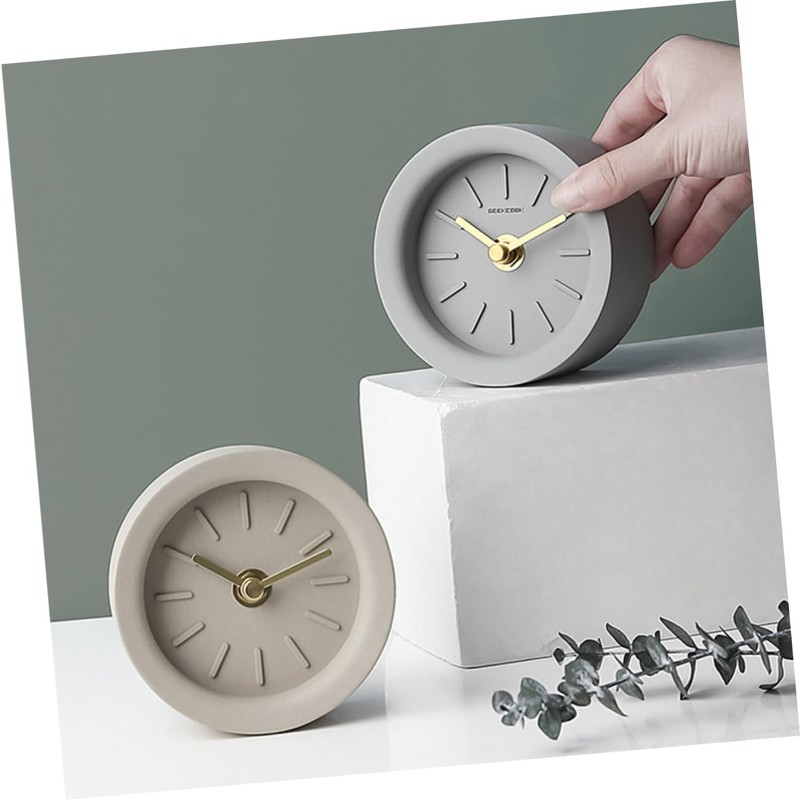 ORFOFE 1pc Industrial Style Mute Clock Light Grey Desktop Clock