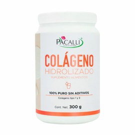 Colágeno Hidrolizado en Polvo PACALLI | Tipo I y III | Suplemento Alimenticio | Contenido Neto 300 g
