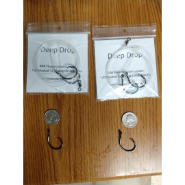 Mustad 5 Deep Drop Chicken Fishing Rig 80# Fluro Leader 2 Mustad Circle Hooks Grouper - Mustad Ultra Point Demon 4/0