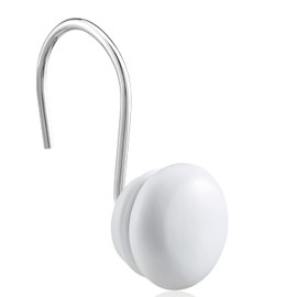 White Shower Curtain Hooks, Rust Proof Shower Curtain Rings for Bathroom, ZESLMG Decorative Shower Hooks Hangers for Shower Curtain Rod,Set of 12