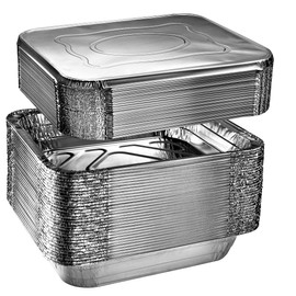 Green Direct Aluminum Pans With Lids 9x13 Disposable Foil Pans With Lids | Half Size Deep Steam Table Pans With Covers | Tin Foil Pans 20 Sets