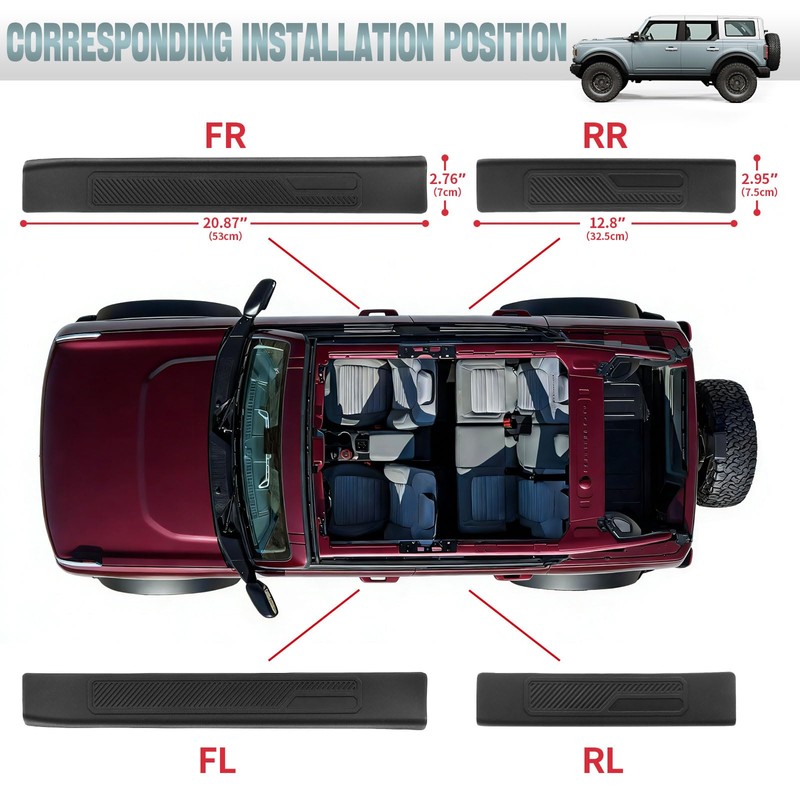 JONGCOVER Door Sill Guards Compatible with Bronco 2021 2022 2023
