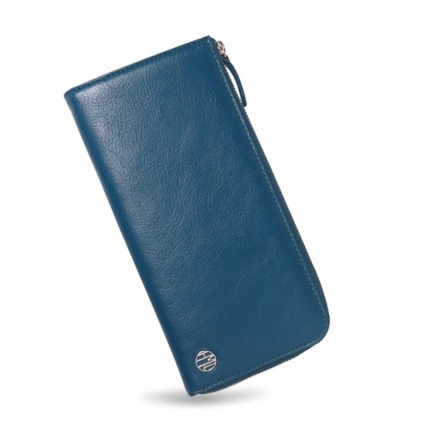 HAKATA NO MORI LEATHER Women's Long Wallet, L-Shaped Zipper, Genuine