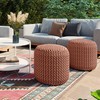 SIMPLIHOME Wynne 18 Inch Boho Round Knitted Outdoor/ Indoor Pouf