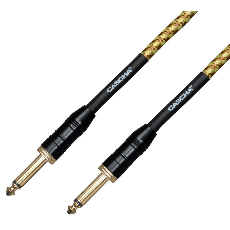 Cascha Professional Line Guitar Cable, Straight, Tweed Natural, 3 m
