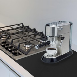 QWORK Large Coffee Bar Mat 24"x16" - Absorbent Coffee Bar Accessories for Countertop, Anti-Slip Dish Drying Pad, Stain Hiding for Espresso Machine, Black