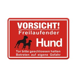 USHXVG 1 Piece Beware Dog Sign, Beware Dog Metal Shield, Beware of Free Running Dogs, Keep Gate Closed, Warning Dog Sign