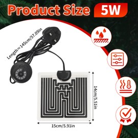 Reptile Heating Mat with 10 level temperature control Pet Terrarium Tank Warmer Mat Pad for Tortoise Snakes Lizard Turtle Bearded Dragon (5W)