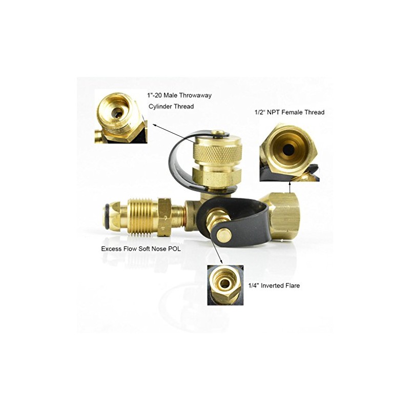 Stanbroil Propane Gas Brass Tee Adapter with 4 Port for