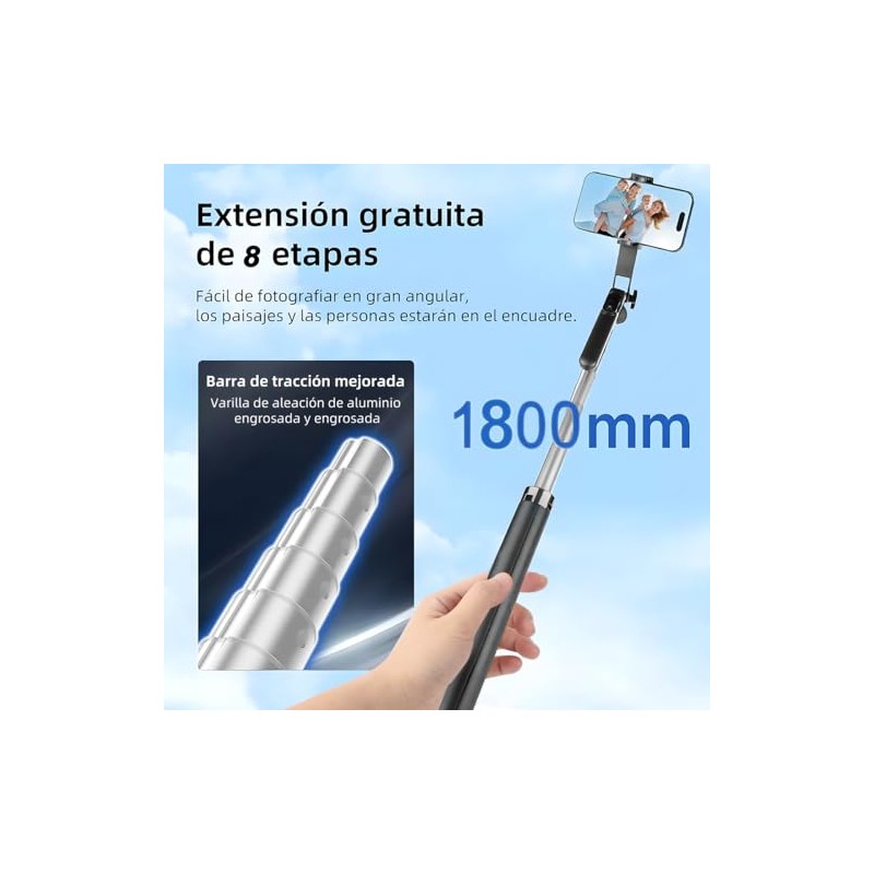 BSOON Tripie para Celular Luz Relleno180cm,Palo Selfie Stick