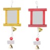 Yardwe Bird Cage Toys 2Pcs Hanging Mirror Toys with Bells