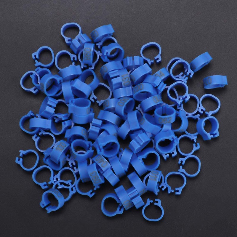 Tnfeeon 100PCS/Bag 8MM Plastic Pigeon Bands Rings, 001-100 Numbered Plastic