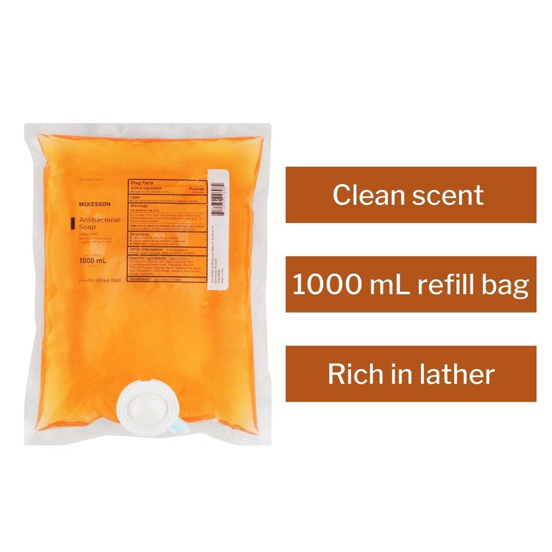 McKesson Antibacterial Soap Refill Bag, Clean Scent, 1000 mL, 1