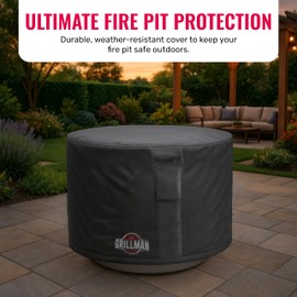 Heavy Duty Fire Pit Cover – Fits 36x24in Round Gas Fire Pit – Waterproof, Wind-Resistant 600D Polyester Outdoor Cover with Buckles & Elastic Hem – Durable Firepit Protection for All Seasons