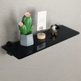 Sayayo Adjustable Wood/Glass Shelf Bracket Glass Support Wood Holder, Fish Mouth Type Clip Adaptive 5-25mm Thickness Shelf, Zinc Alloy Black Finished, 2 Pcs, EBL006B-2P