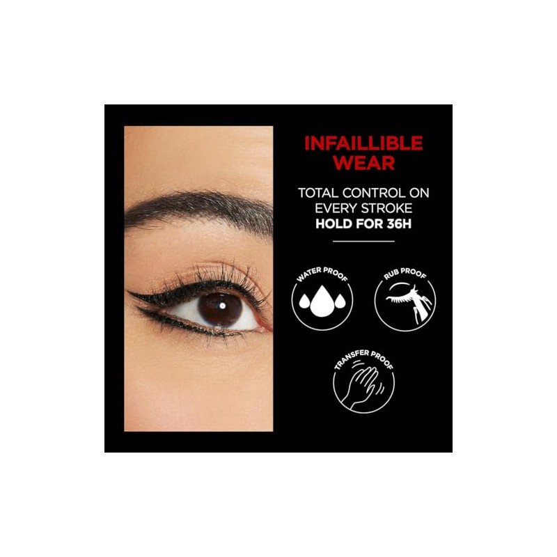 L'Oreal Paris, Delineador De Ojos, Infallible Micro Fine Brush Liner,