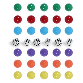 HOROW 30Pcs Wahoo Board Game Replacement Marbles 6 Colors Aggravation Marbles,6 Dices and 1 Storage Bag for Aggravation Wahoo Board Game(14MM)