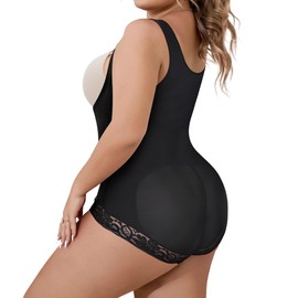 MERYOSZ Fajas Colombianas Plus Size Shapewear Bodysuit Tummy Control for Women Waist Trainer Bodysuits Faja Body Shaper (Black, 2XL)