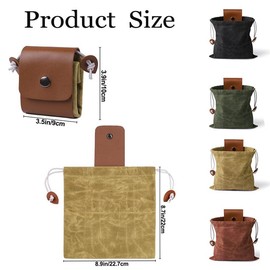GEZHANGQUAN Collapsible Foraging Bag, Mushroom Storage, Leather, Foldable Canvas Belt Bag, Bushcraft Bag, Pu Hunting Belt Bag, Hiking Pouch, Khaki