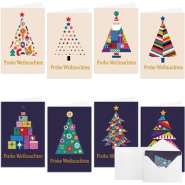 DERAYEE Pack of 16 Christmas Cards, 15.2 x 10.2 cm Folding Cards with Envelopes, Christmas Postcard for Christmas Gifts Merry Christmas