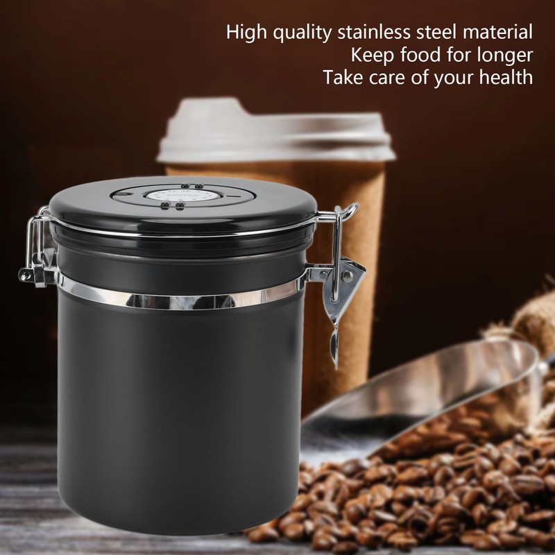 Airtight Coffee Canister Storage Jar Date Tracker CO2 Release Valve