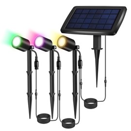 phonar Solar Spot Lights Outdoor Color Changing, 3-in-1 Solar Landscape Spotlights LED Solar Powered LED Light, IP65 Waterproof Low Voltage Landscape Lighting Festive Decoration for Yard Garden Pool
